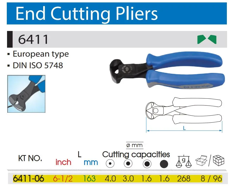 Kìm Cắt Lưỡi Bằng Kingtony 6411-06 163mm - Ảnh 2