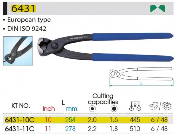 Kìm Cắt Lưỡi Bằng Kingtony 6431-10C 254mm - Ảnh 2