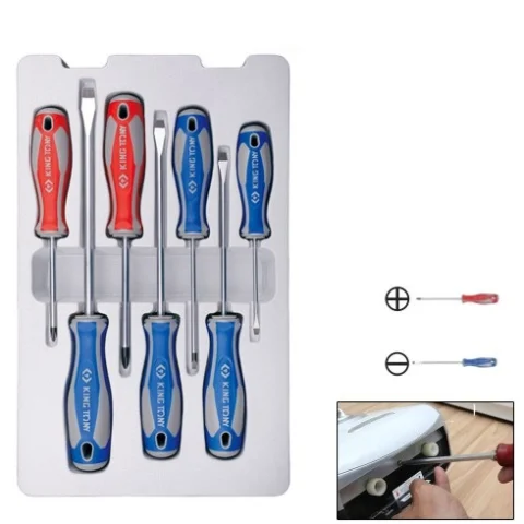 Bộ Tua Vít Đầu 4 Cạnh Và Dẹp 7 Cái Kingtony 30117MR